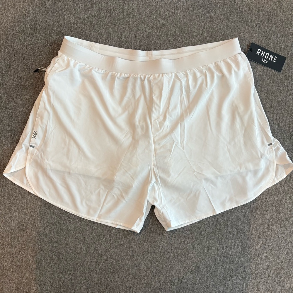 RHONE Extra Mile Lined White‎ Performance Stretch Running Shorts Size XXL